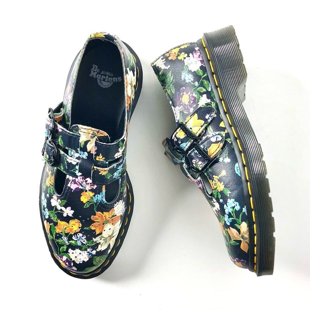 Dr. Martens Black Floral Mary Jane Flats